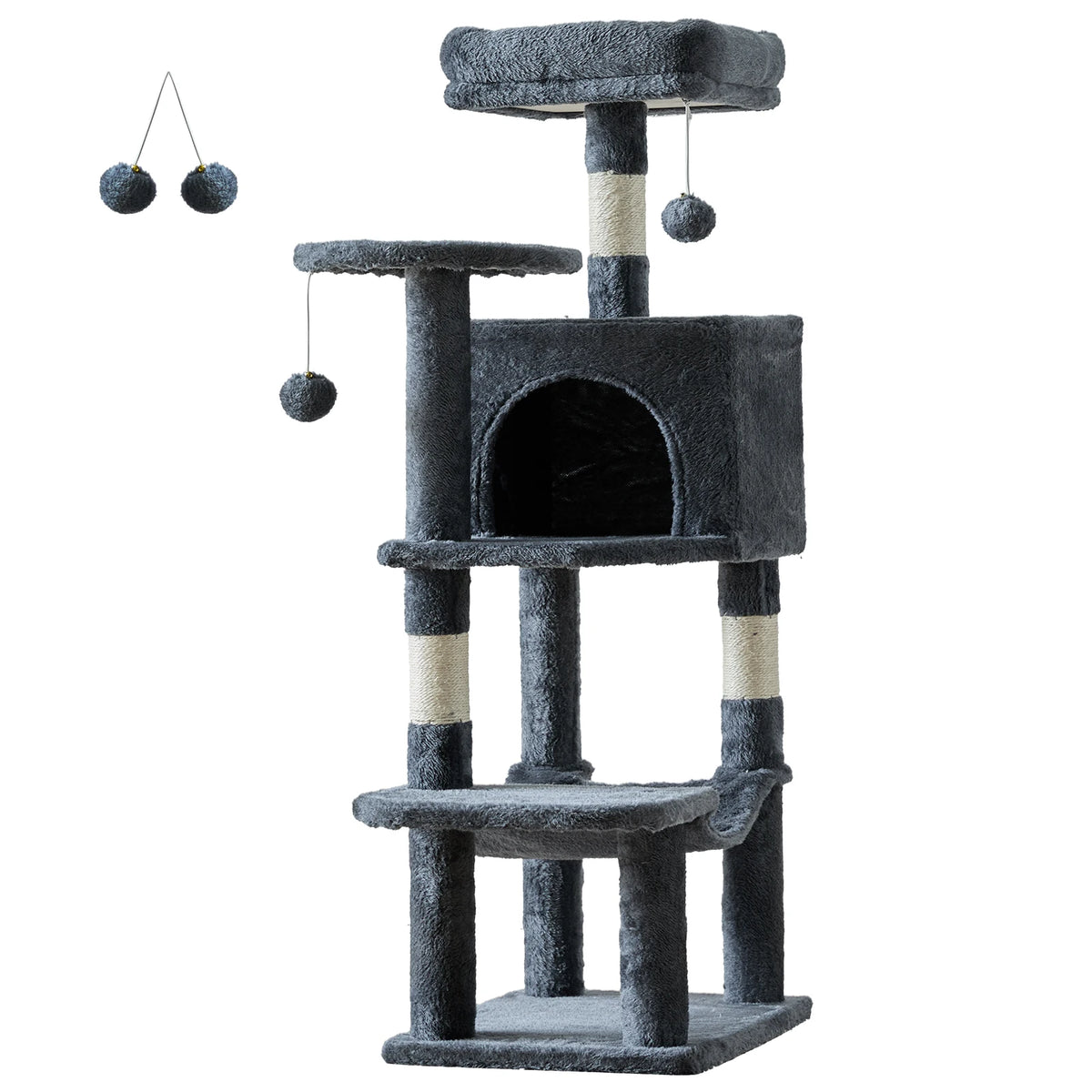 JHK Four Tier Cat Tree Featuring Sisal Posts For Pets