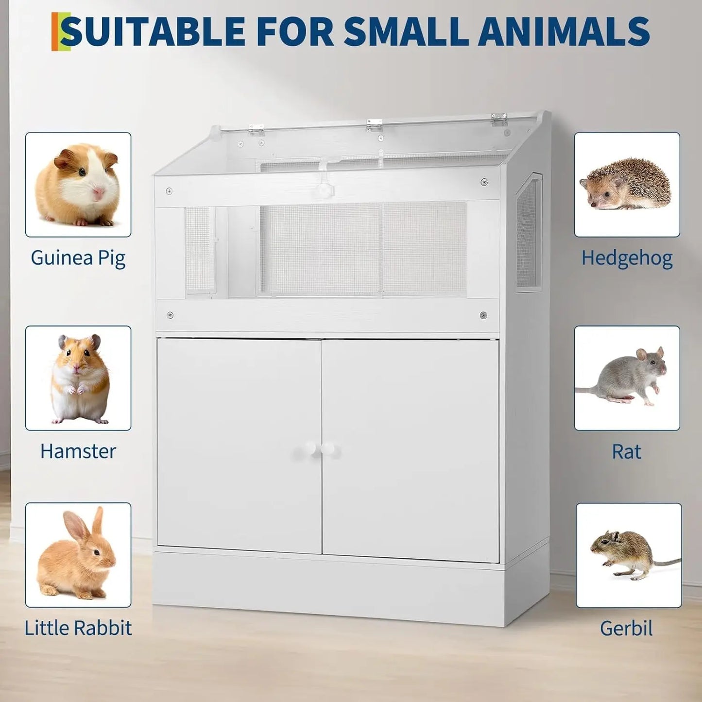 HiMISS Hamster Cage With Storage Cabinet And Easy View Acrylic Panels