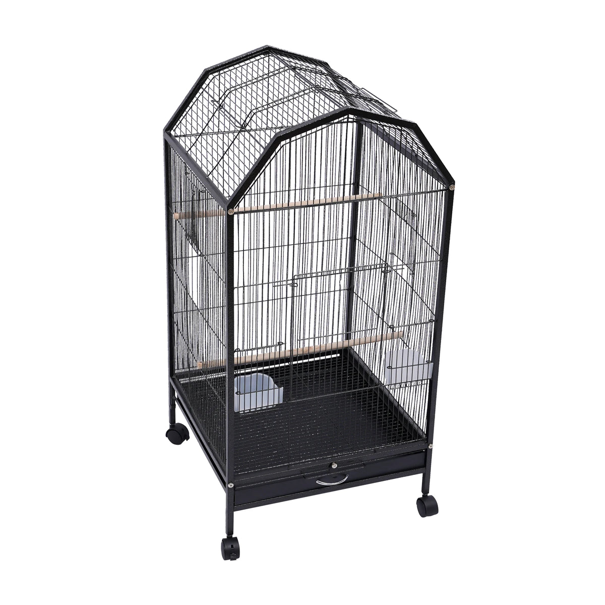 Sturdy Metal Bird Cage With Rolling Stand And Secure Door