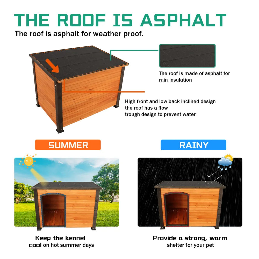 Outdoor Indoor Wooden Dog House Kennel With Elevated Feet