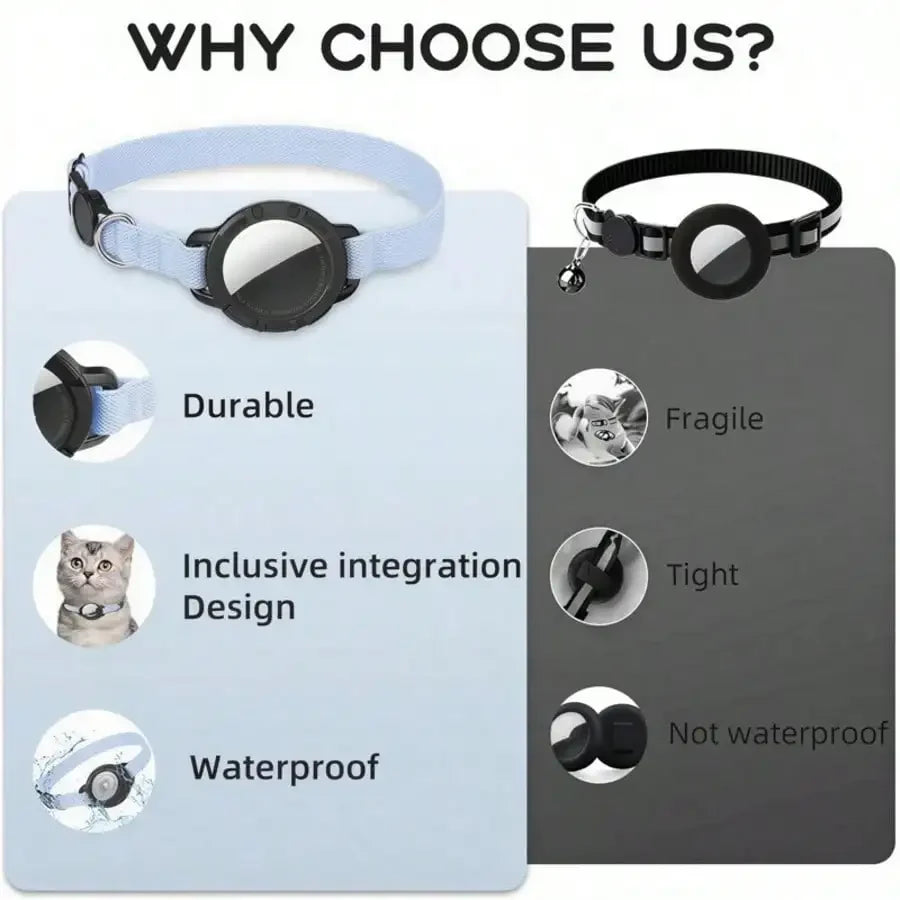 Breakaway Reflective Cat Collar With AirTag Holder Ultra Lightweight QR ID Tag