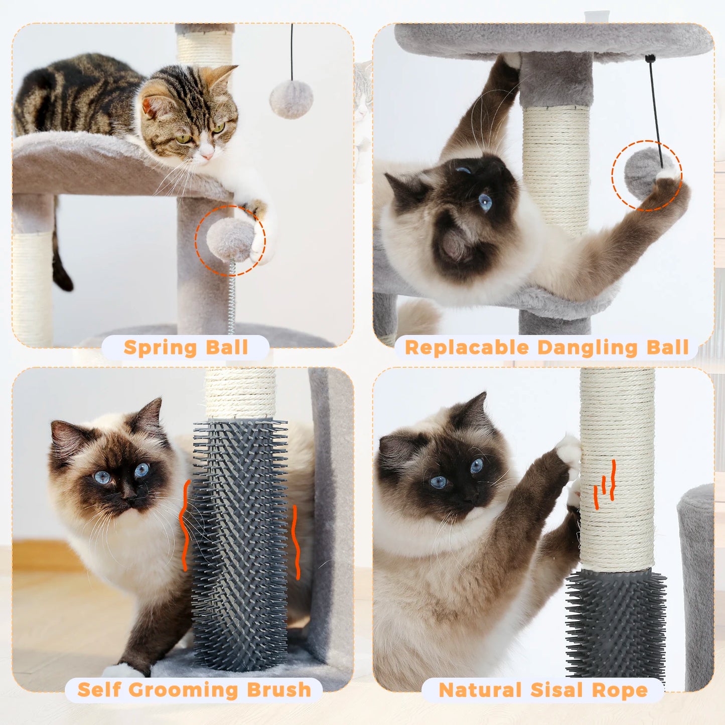 PAWZ Road Small Cat Tree With Self Groomer And Condo