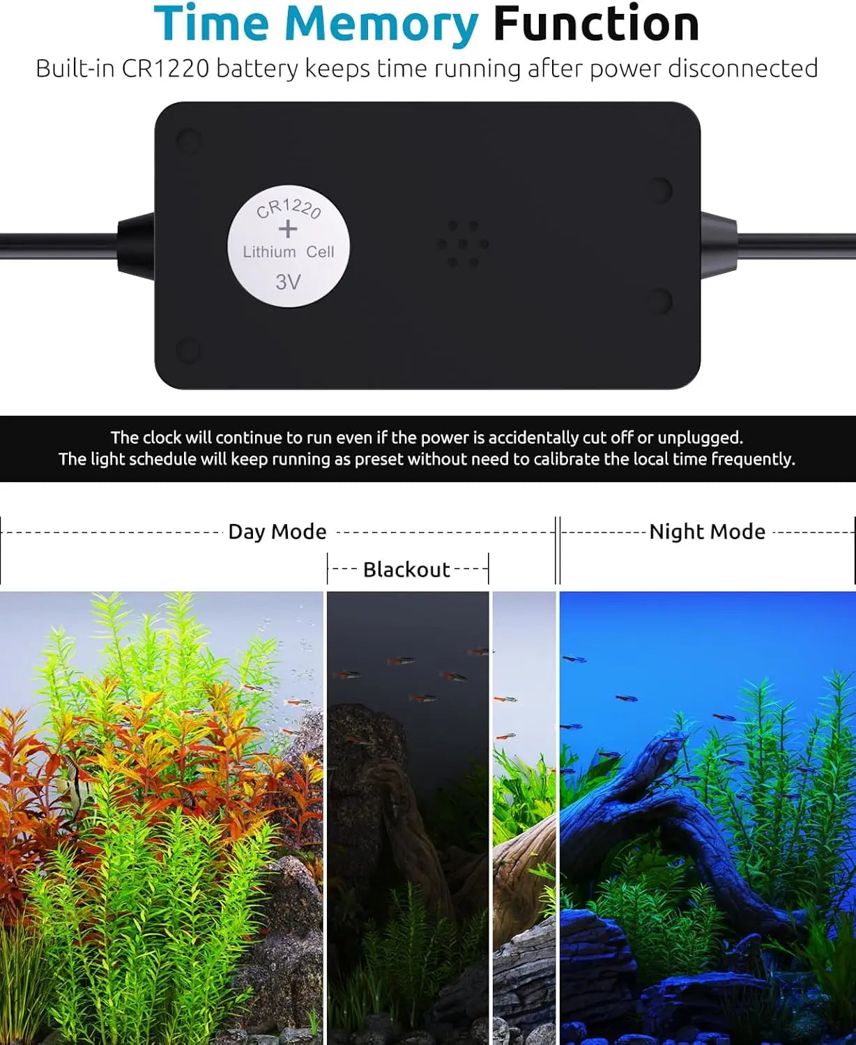 LED Aquarium Plant Light With Custom Timer And Power Off Memory Full Spectrum