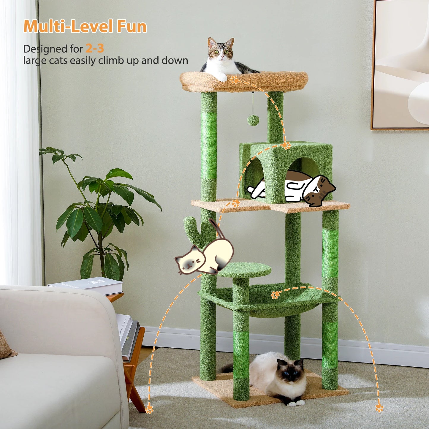 PAWZ Road Cactus Cat Tree Tower Indoor Cats Deluxe