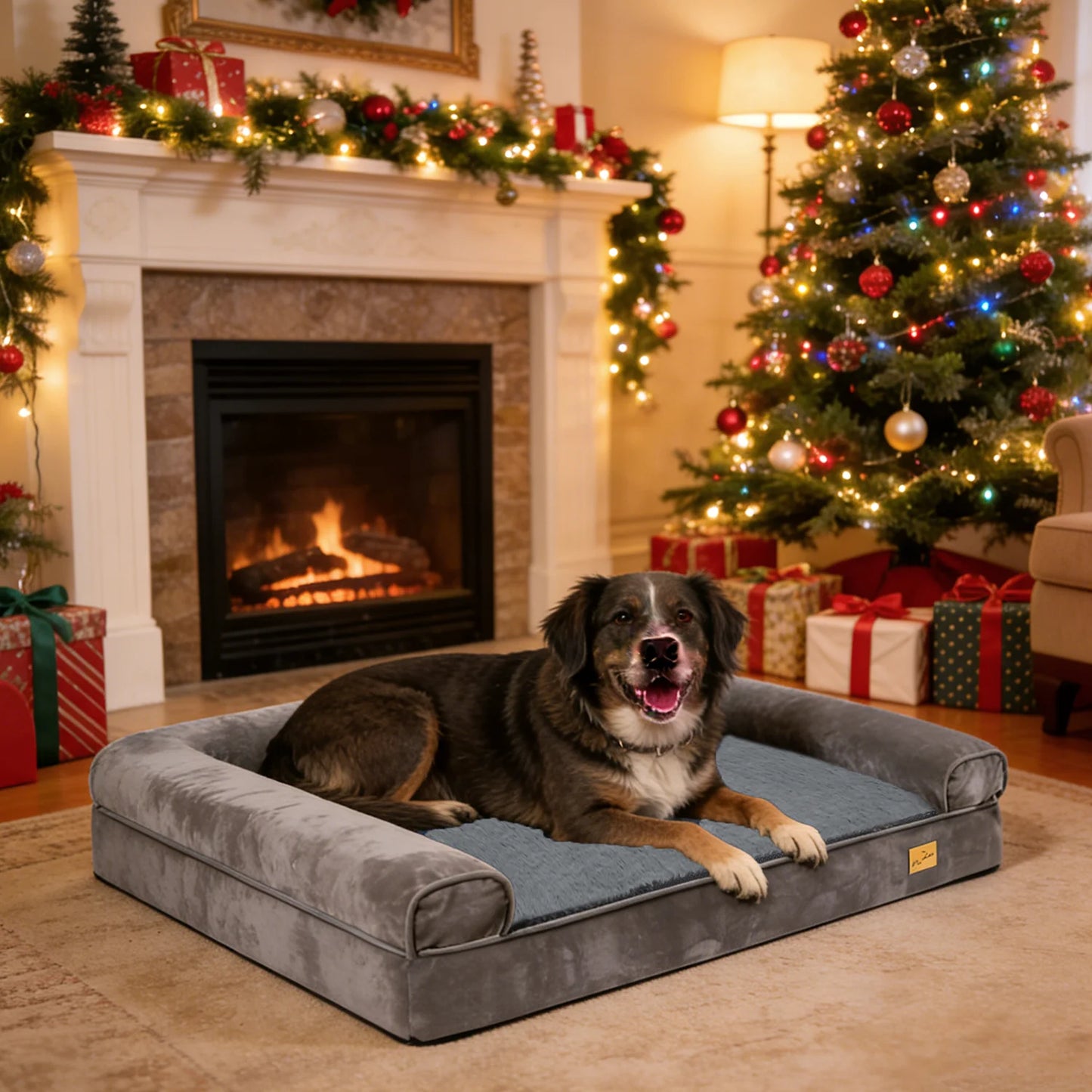 BORWART Calming Orthopedic Memory Foam Dog Bed With Removable Waterproof Cover