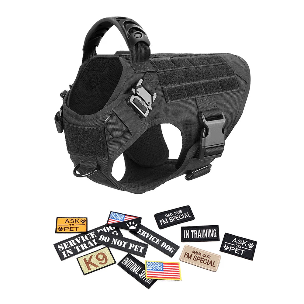 PETRAVELCN Military Dog Harness Vest Set With Patches For Malinois