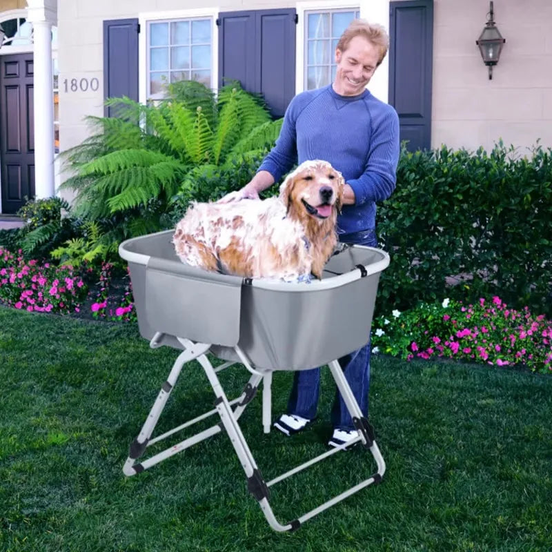 NONE Elevated Dog Bath Tubs For Grooming, Foldable And Adjustable