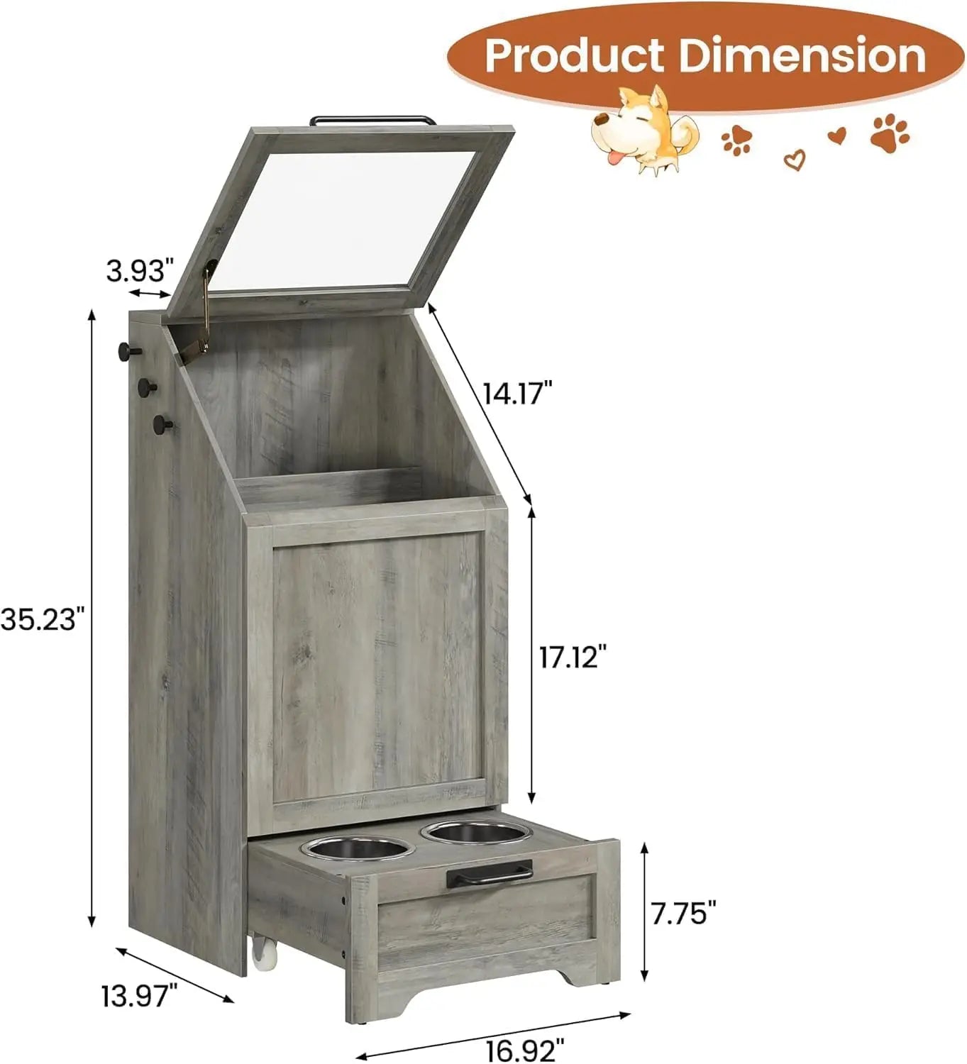 HiMISS Dog Feeding Station With Storage And Raised Bowls