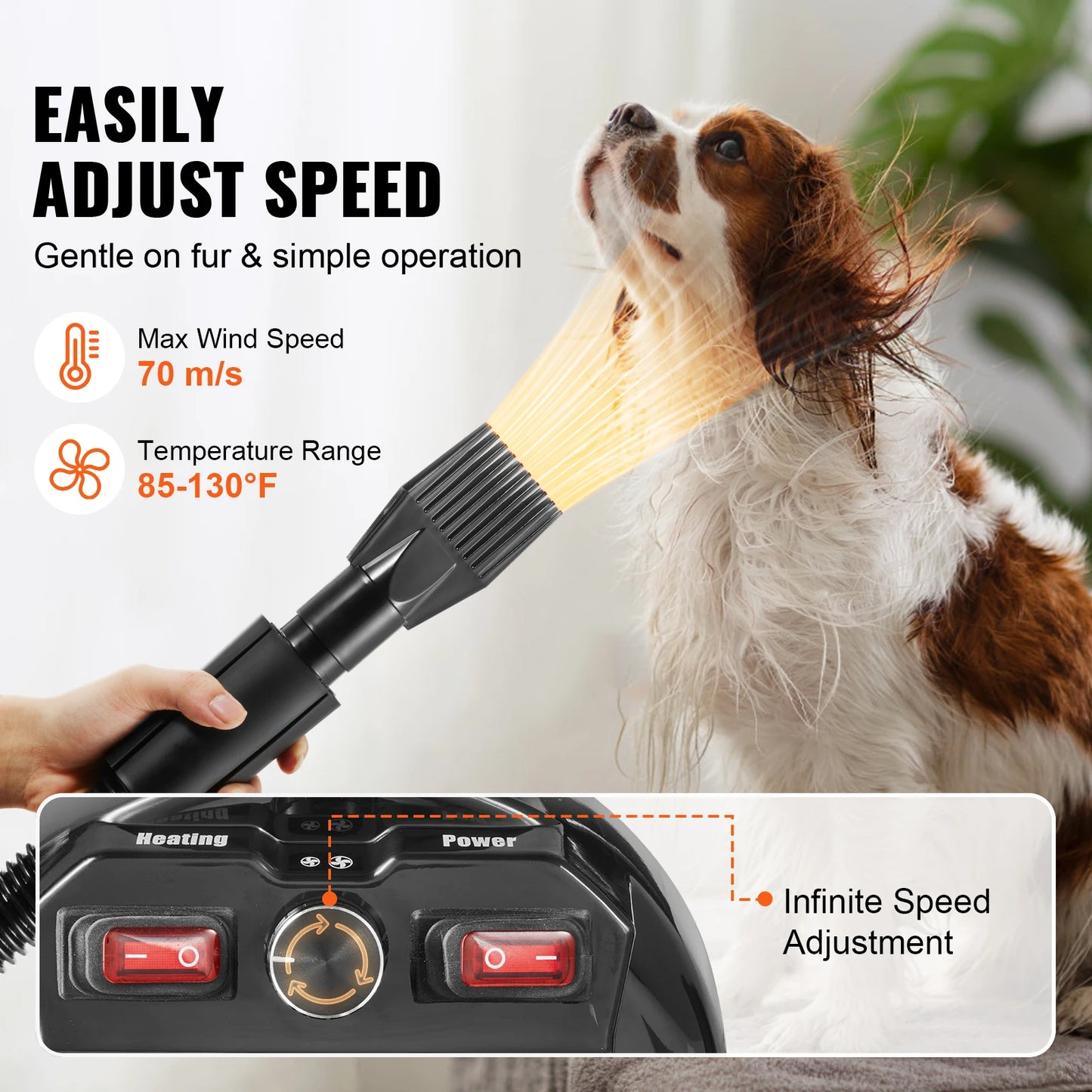 SucceBuy Dog Blow Dryer With Adjustable Speed Temperature Control