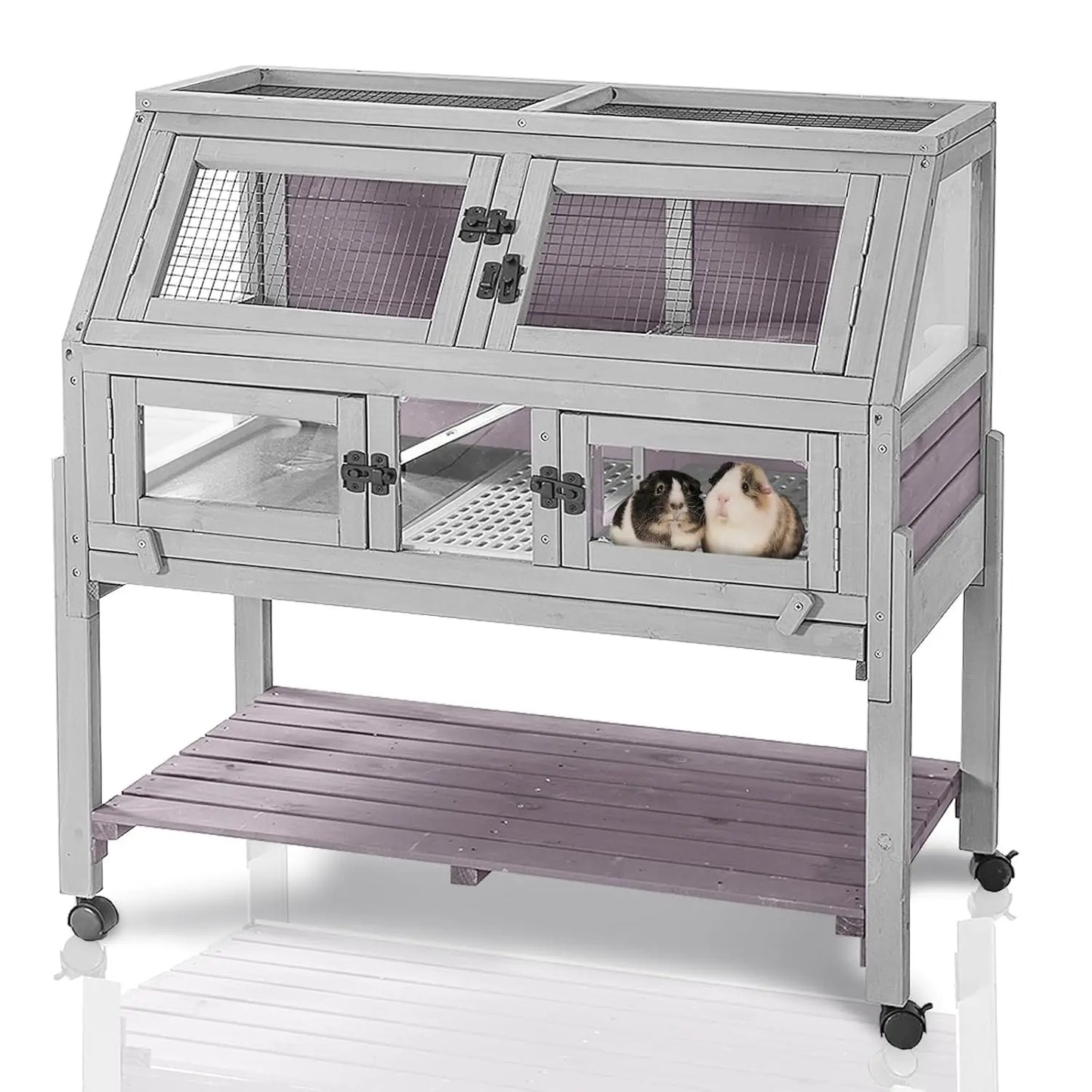 Guinea Pig Cage With Wheels And Chewproof Ramp Plastic Customized