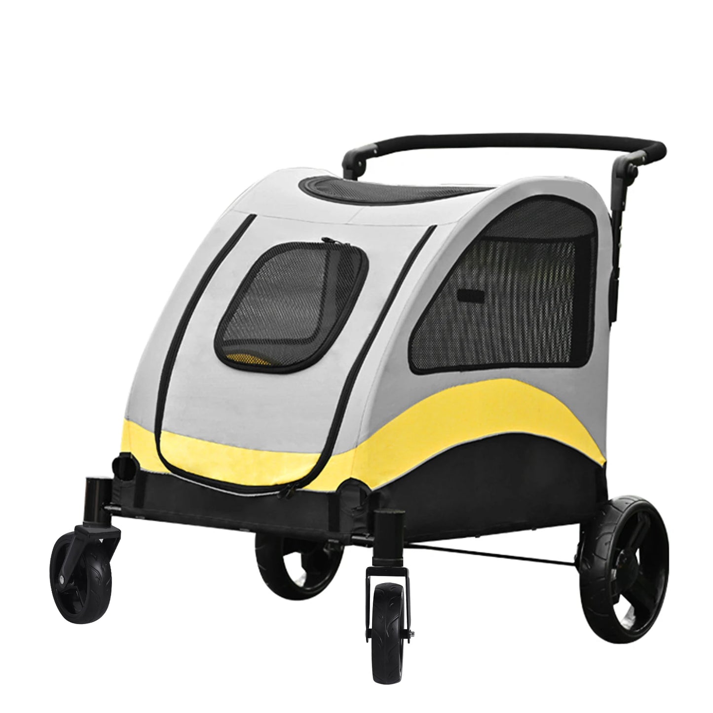 Portable Dog Stroller With 4 Wheels For Large Dogs Breathable Foldable Carrier
