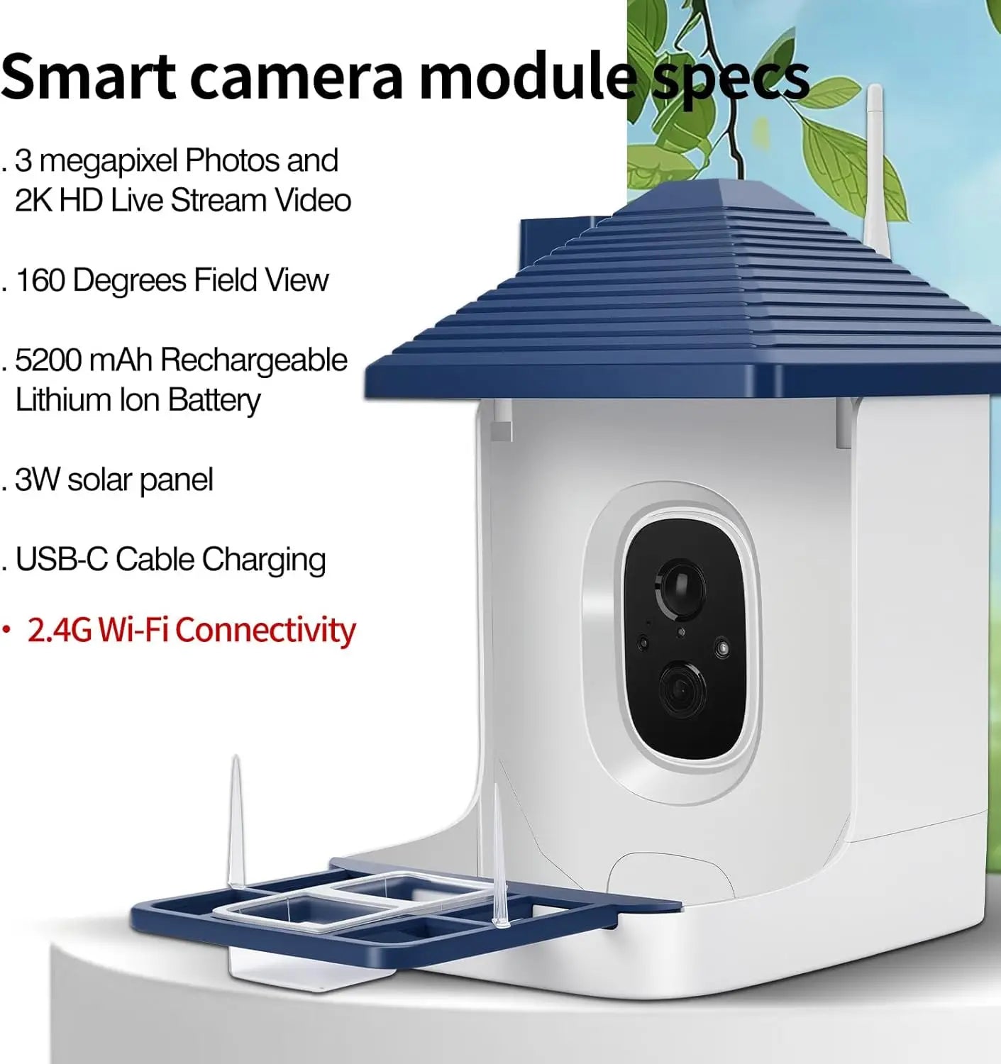 Smart Bird Feeder With Camera AI Species ID 2K Video