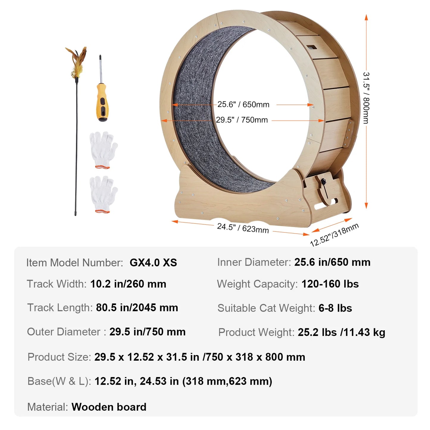 SucceBuy Wooden Cat Exercise Wheel Treadmill for Indoor Cats