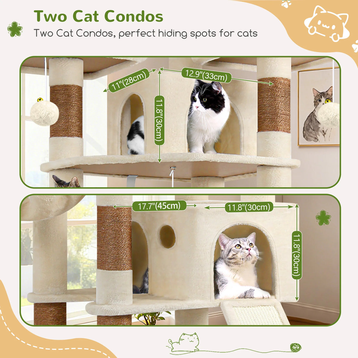 Globlazer Multi-Level Cat Tree Tower with Condos and Scratching Posts