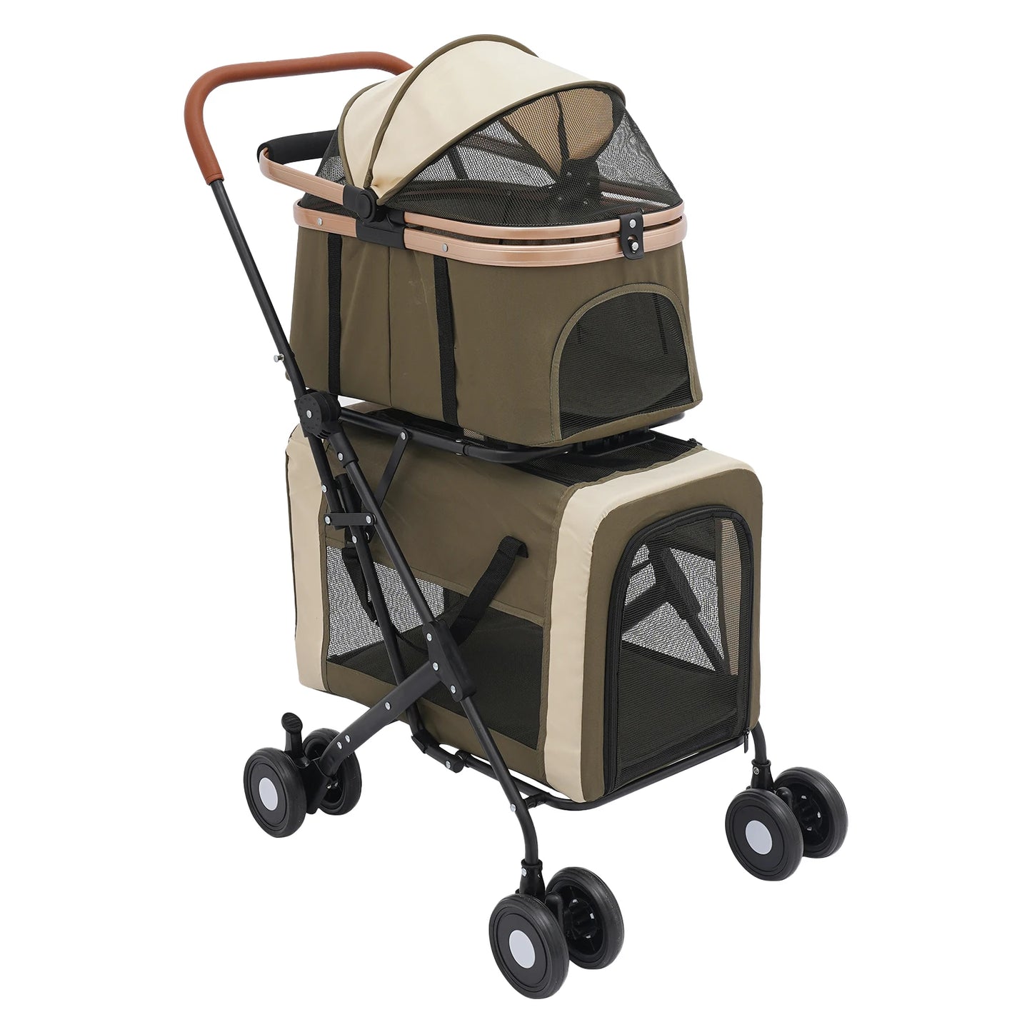 Bymaocar Foldable Pet Stroller For Travel With Sunshade Cushions