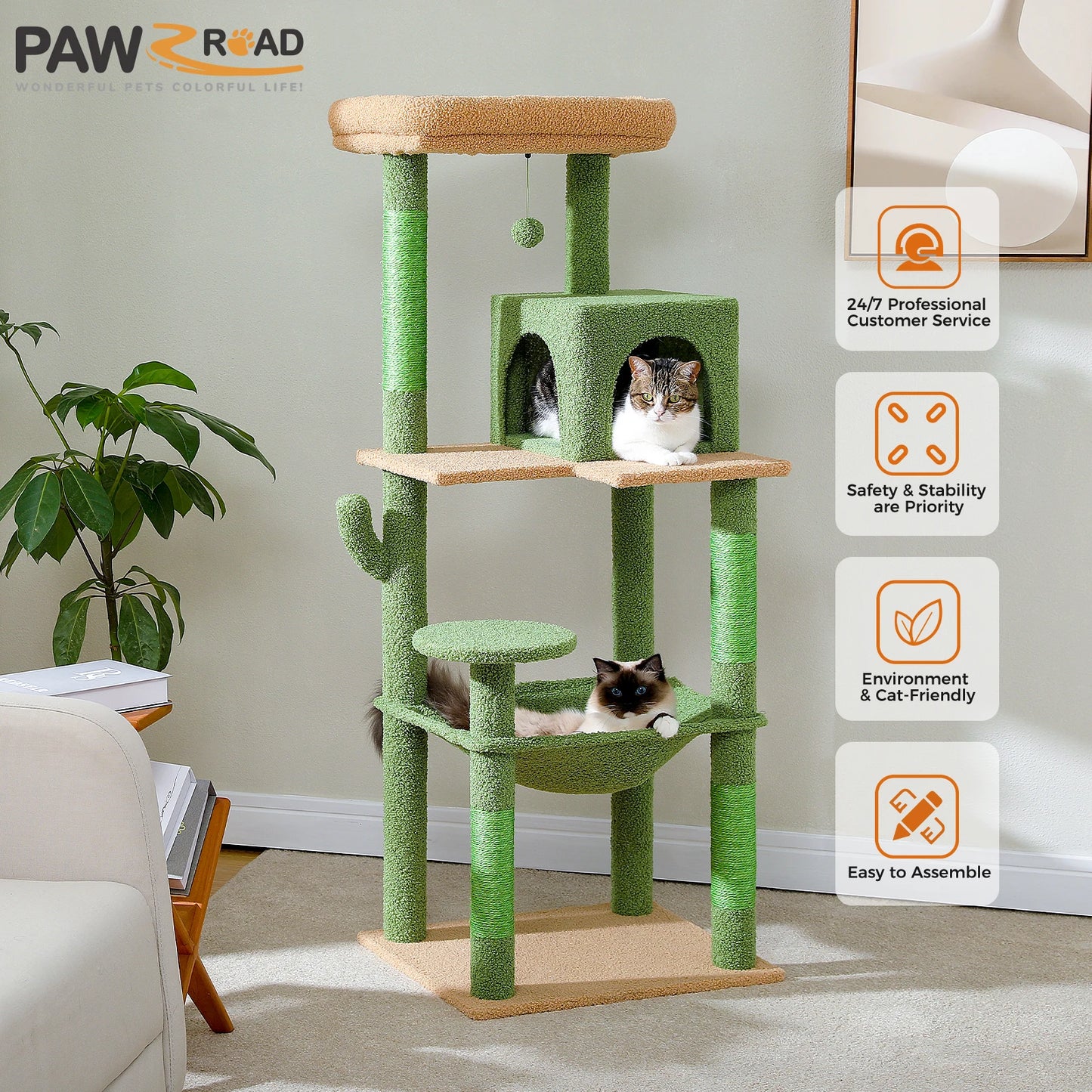 PAWZ Road Cactus Cat Tree Tower Indoor Cats Deluxe