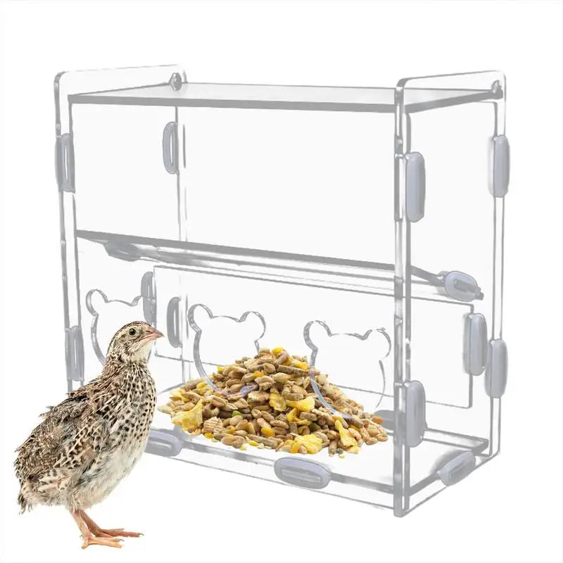 Acrylic Automatic Bird Feeder No Mess Dispenser For Finches Parrots