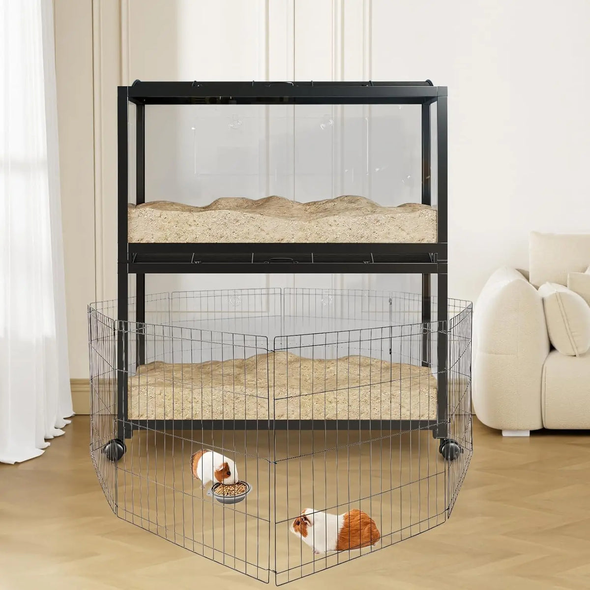HiMISS 3 Tier Hamster Cage With Running Wheel And Bowl
