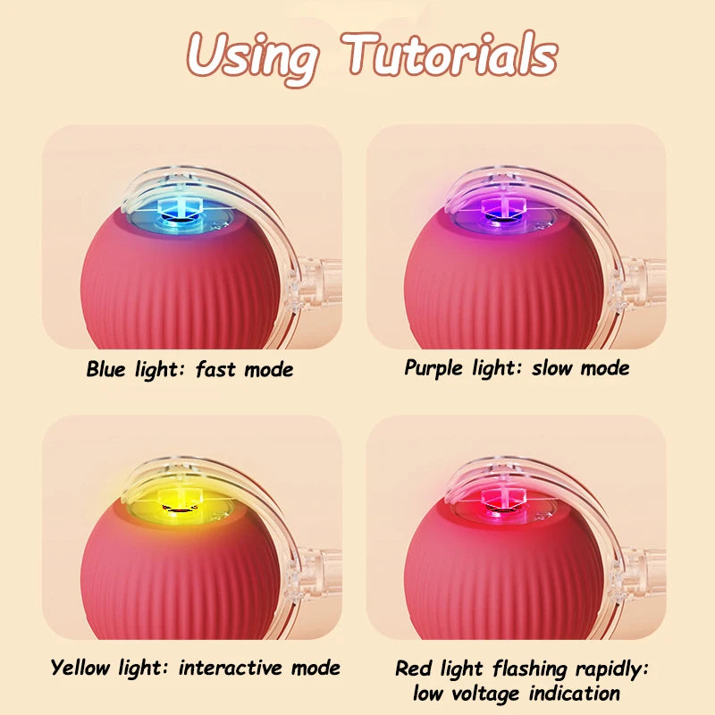 Rechargeable Smart Cat Interactive Rolling Ball Toy With Faux Tail