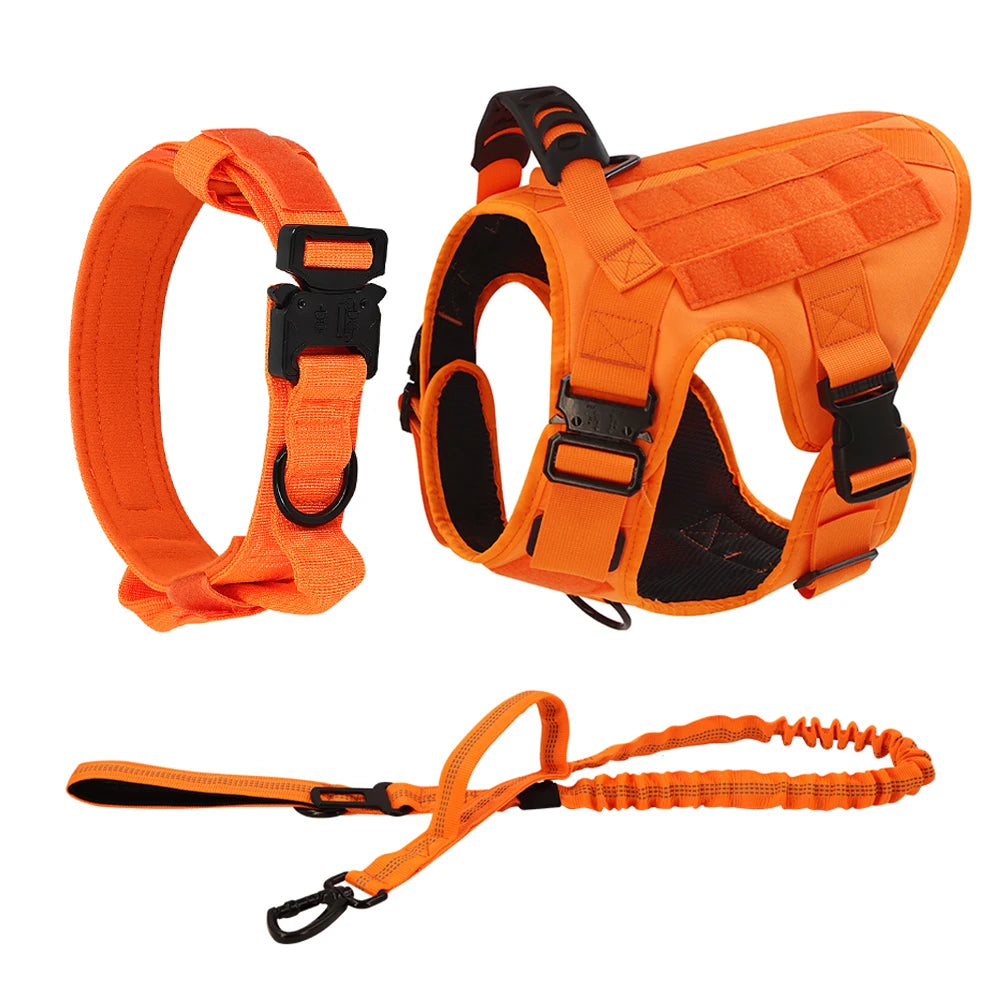 Military Style Padded Nylon Dog Harness With Quick Release Buckle