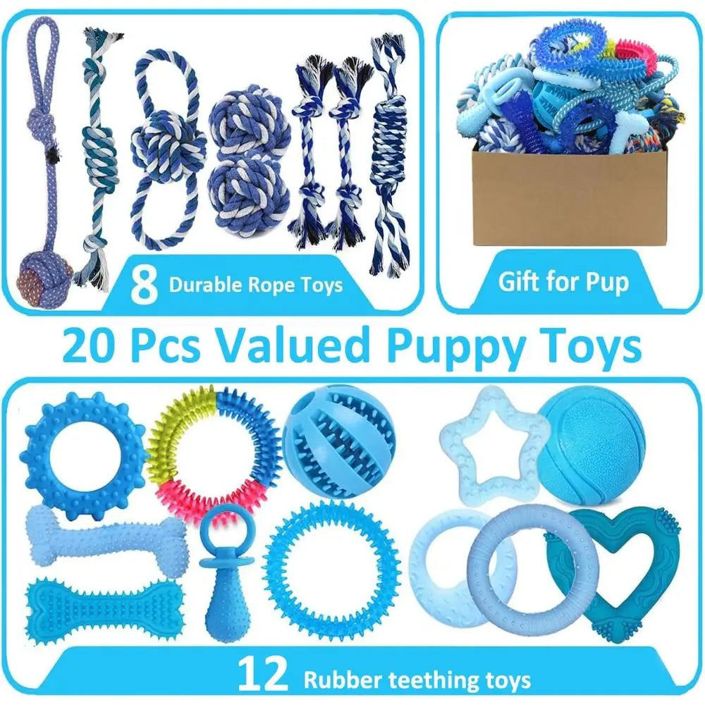 Puppy Chew Toy Bundle 20 Pack Teething Toys for Dogs