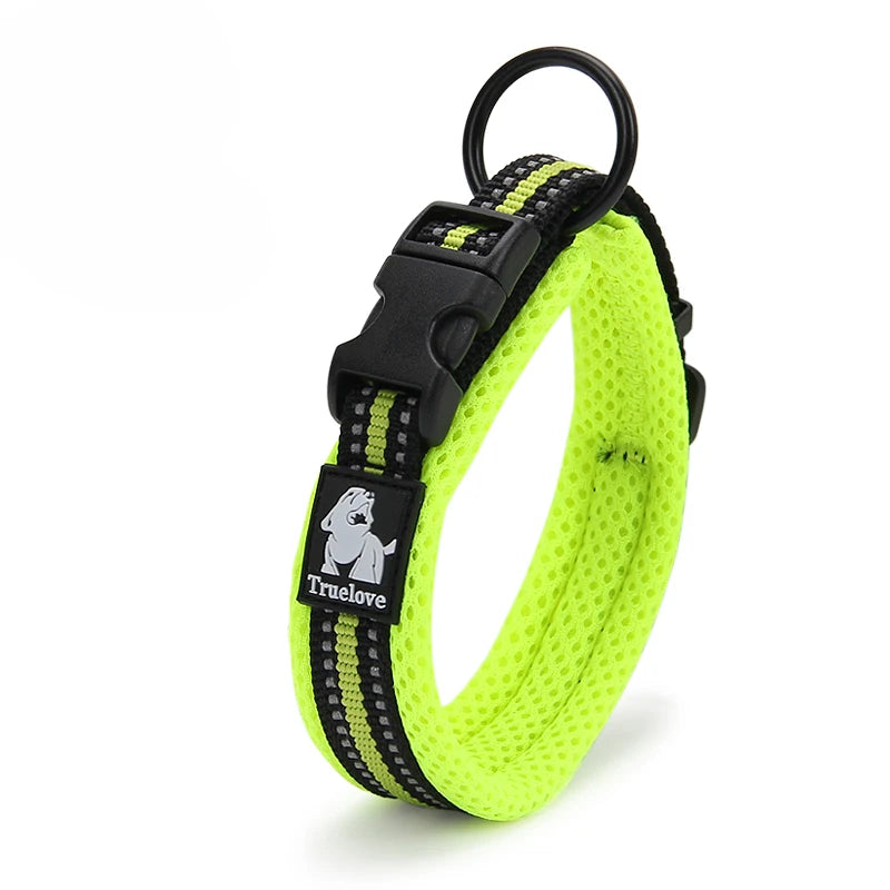 Winhyepet Padded Nylon Dog Collar With Reflective Trim And Buckle