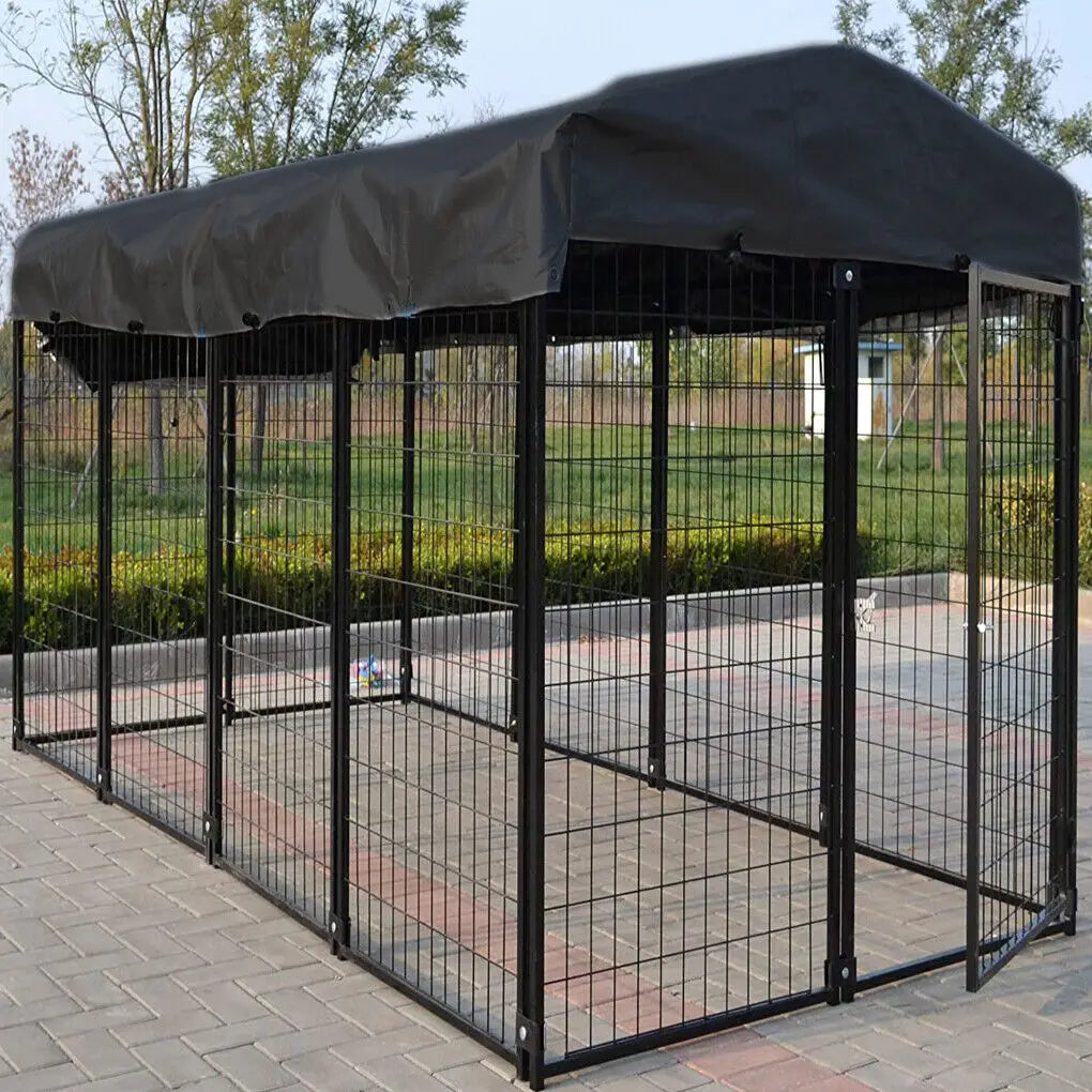 Outdoor Welded Wire Dog Kennel With UV Cover