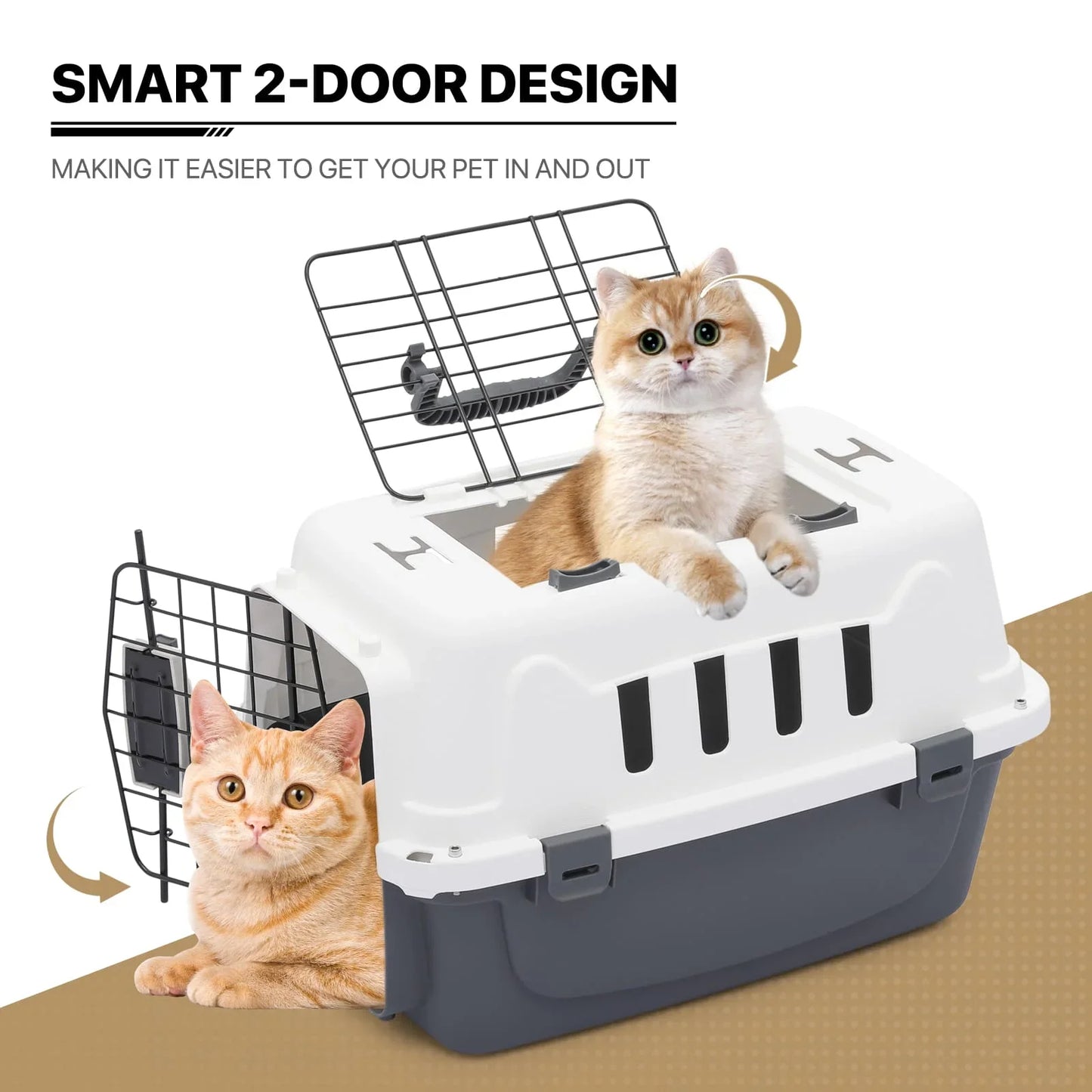 MoNiBloom 2-Door Cat Dog Carrier With Ventilation And Lock