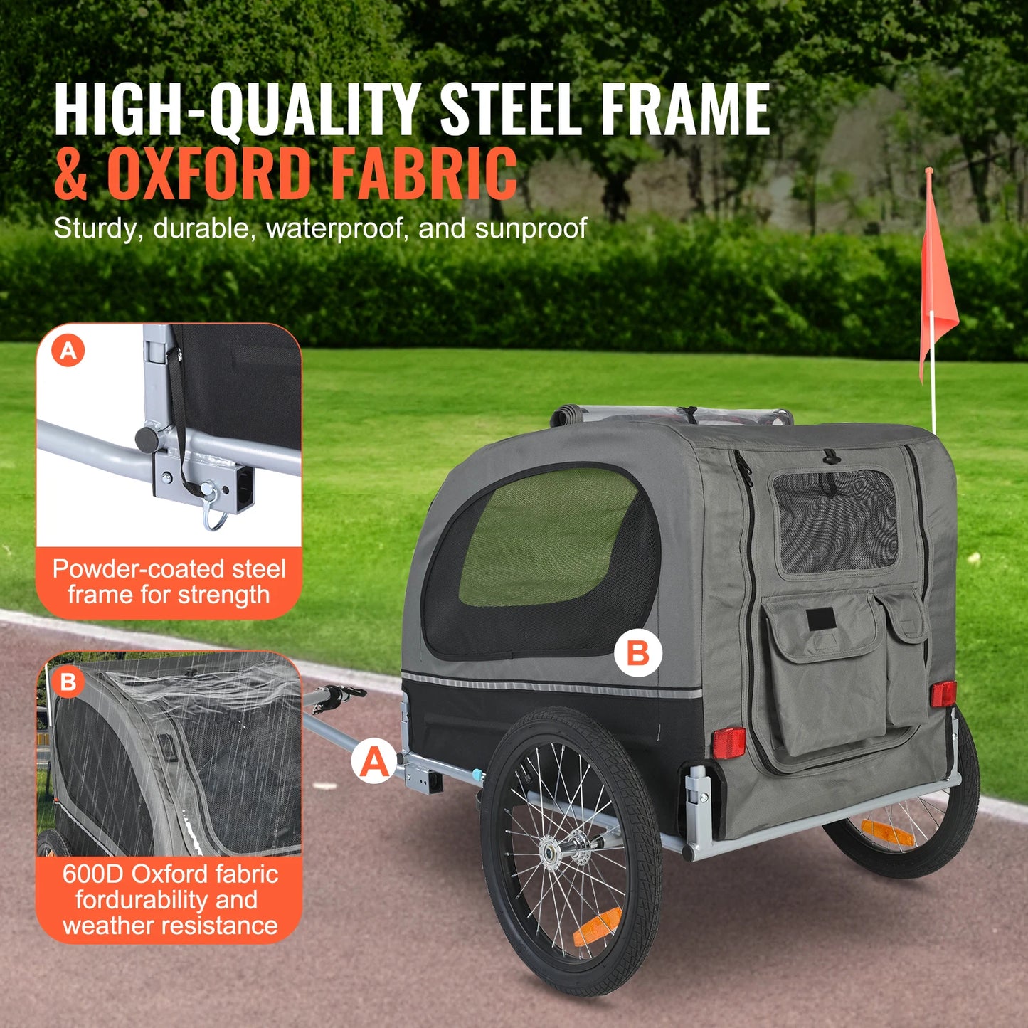 SucceBuy Dog Bike Trailer and Pet Cart With Wheels