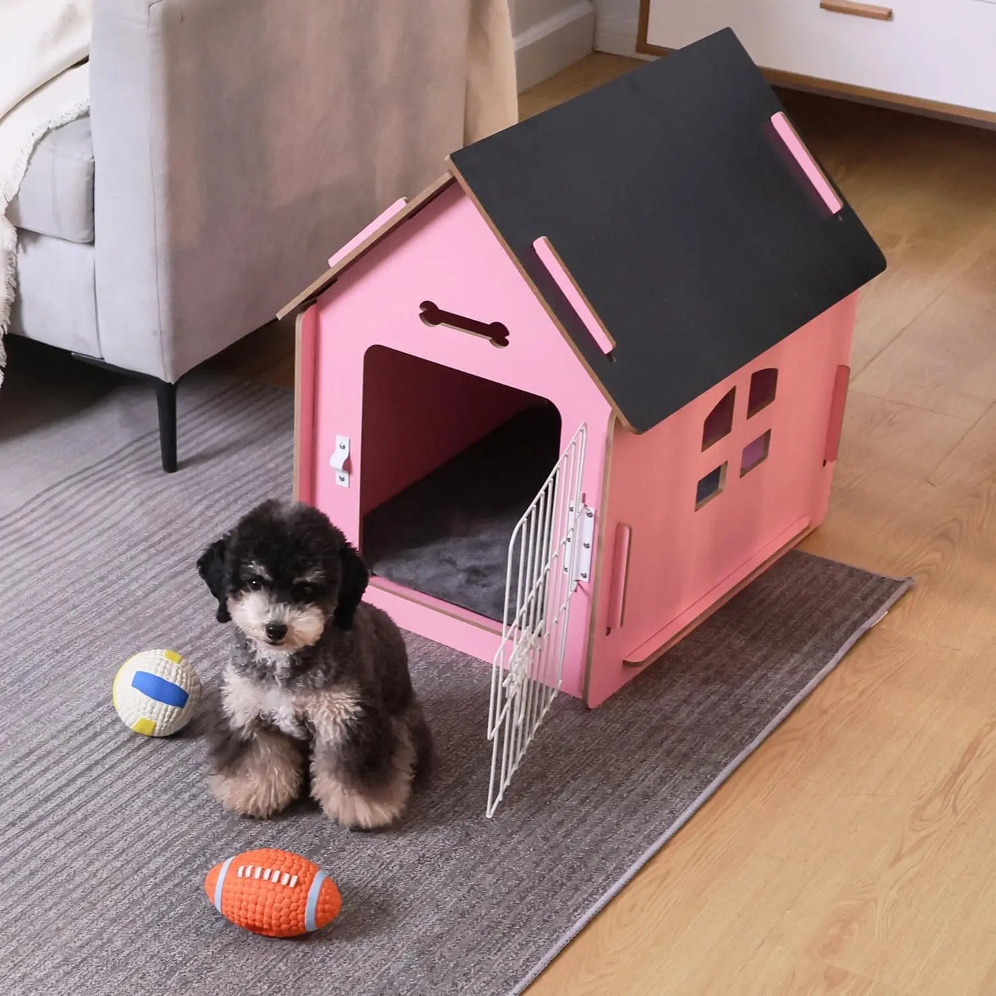 Cozy Wooden Indoor Pet House For Small Dogs And Cats With Air Vents