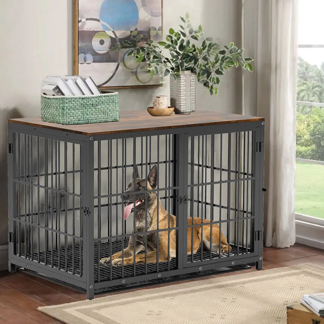 Wood And Metal Furniture Style Dog Crate With Removable Tray