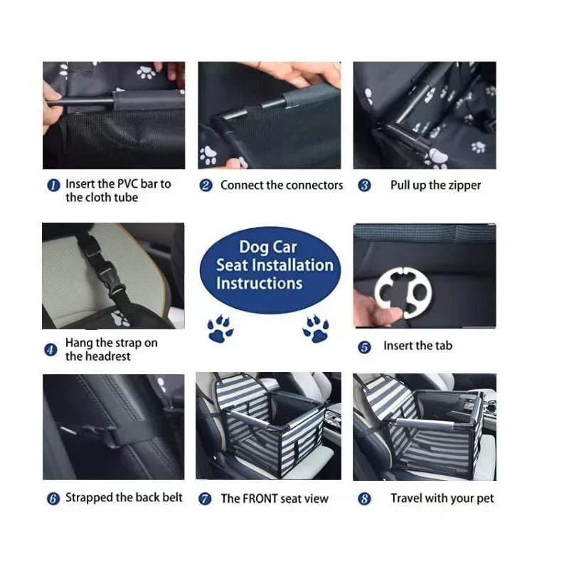 Travel Dog Car Seat Cover Waterproof Hammock Carrier For Small To Medium Dogs