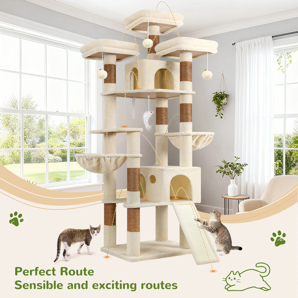 Globlazer Multi-Level Cat Tree Tower with Condos and Scratching Posts
