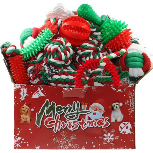 Christmas Dog Toys Bundle 15 Pack Rubber And Rope Chew Toys For Teething Puppies