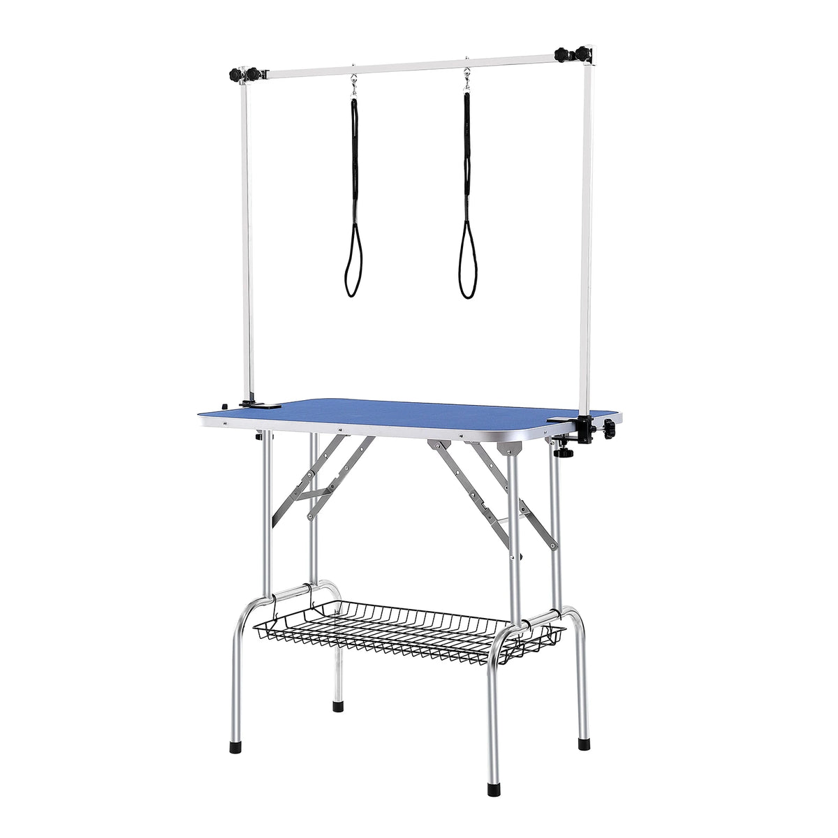 SucceBuy Foldable Dog Grooming Table With Dual Arms And Grooming Loop