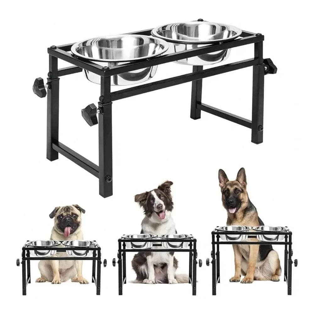 Stainless Steel Elevated Dog Feeder With Dual Bowls