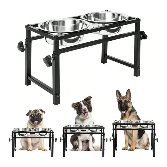 Stainless Steel Elevated Dog Feeder With Dual Bowls