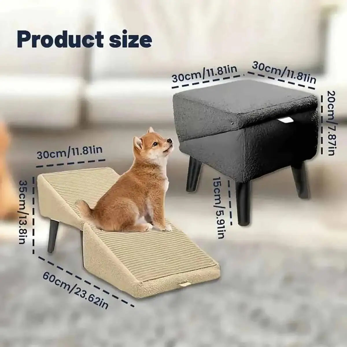 Foldable 2-In-1 Dog Ramp Stairs Non Slip for Small Pets