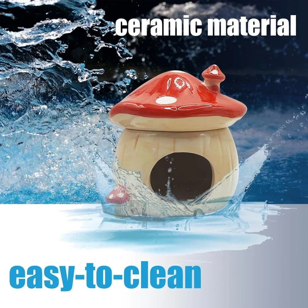 Ceramic Hamster Hideout With Water Bottle Stand And Food Bowl