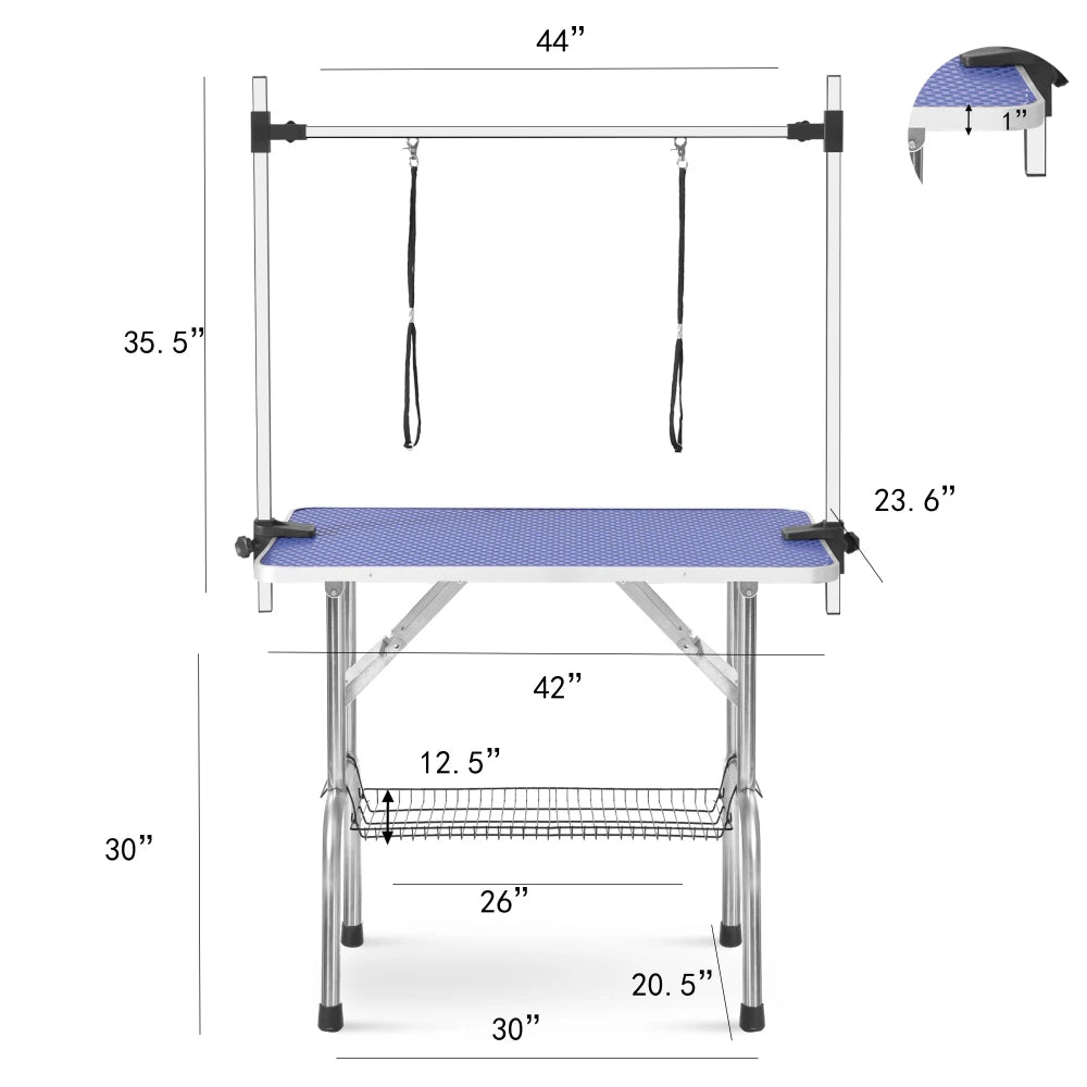 Pet Grooming Table With Adjustable Arm And Clamps Stainless Steel