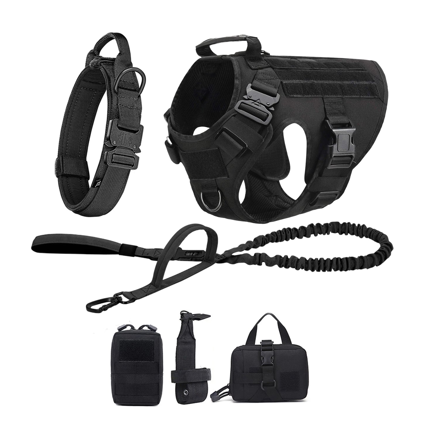 Tactical Dog Harness Vest With Molle Pouches For Medium To Large Dogs