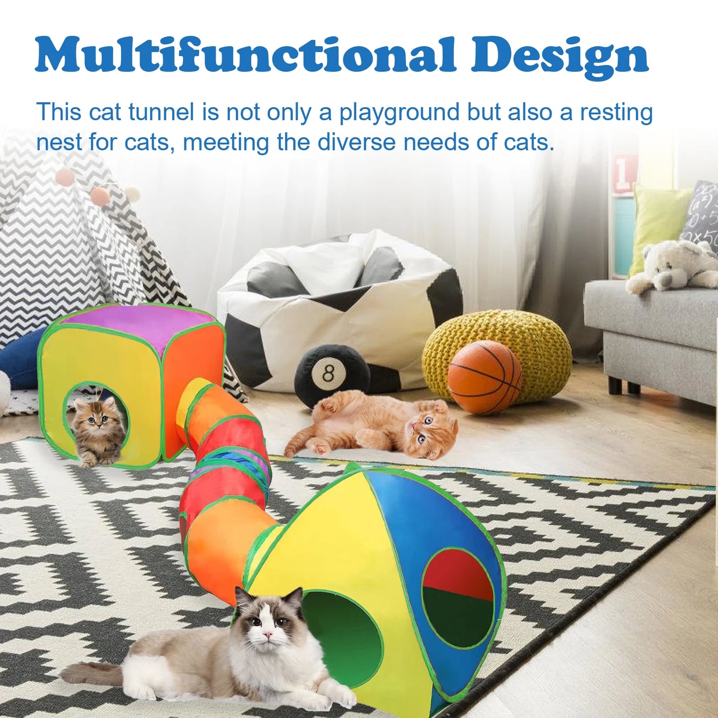Cat Tunnel Playset Collapsible Peek Hole Cat Tent Indoor Cats