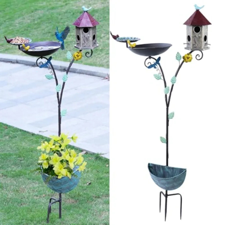 Cast Iron Pedestal Bird Bath For Outdoors Garden Decor