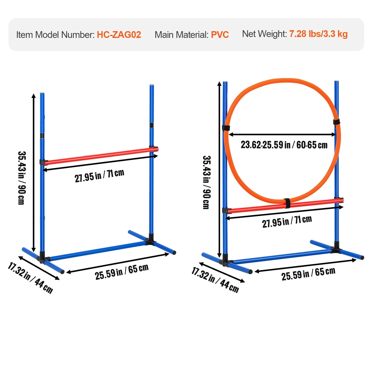 SucceBuy Dog Agility Set 4 Piece Adjustable Hurdles And Poles