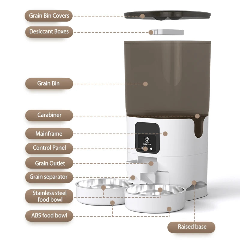 PAPIFEED Smart Double Bowl Automatic Pet Feeder With WiFi