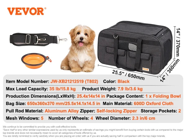 Breathable Pet Carrier Backpack With Telescopic Handle For Travel