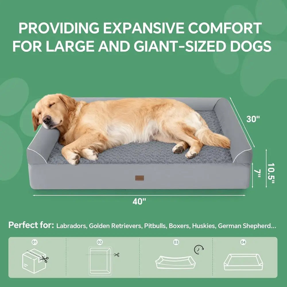 Orthopedic Dog Bed With Double Memory Foam Waterproof Cover