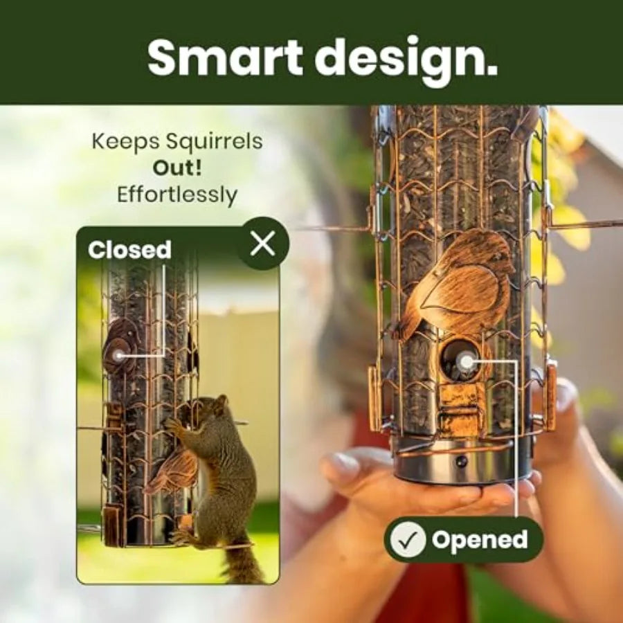 Squirrel Proof Bird Feeder Outdoor Hanging Tube Mealworms And Seeds