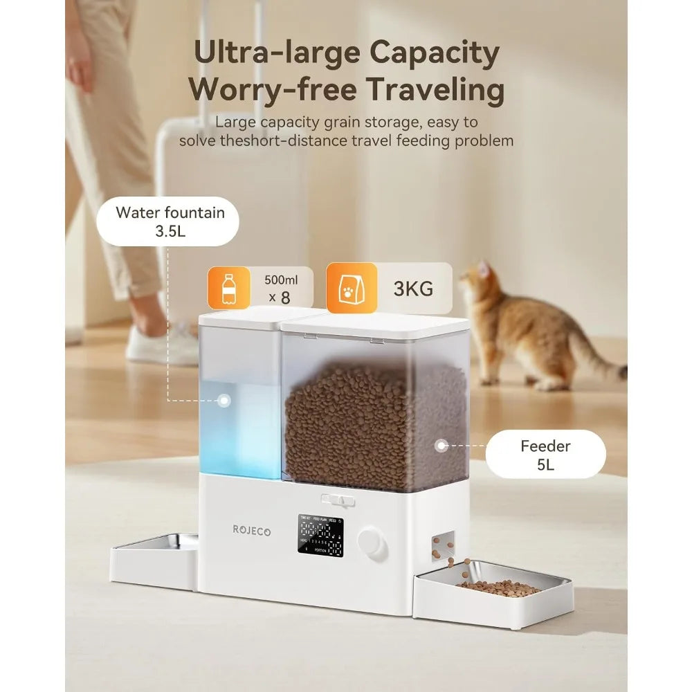 2-In-1 Automatic Pet Feeder And Water Dispenser For Cats And Dogs