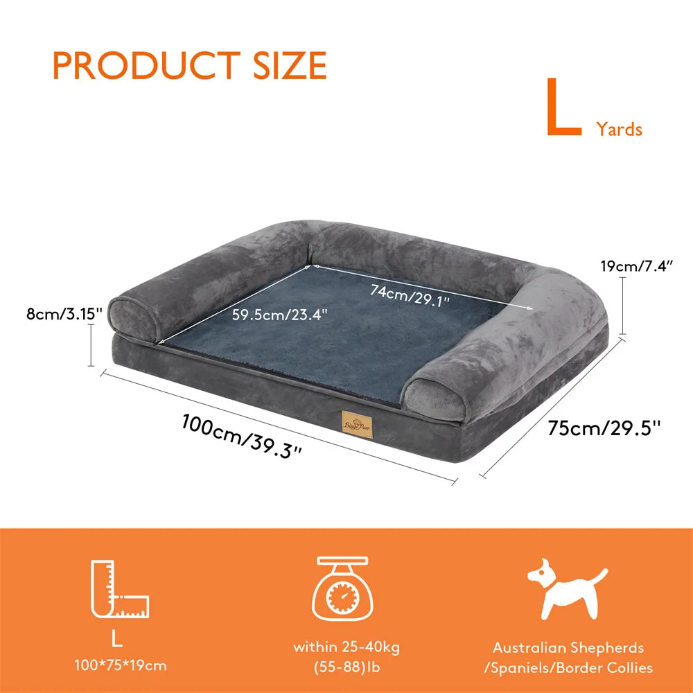 BORWART Calming Orthopedic Memory Foam Dog Bed With Removable Waterproof Cover